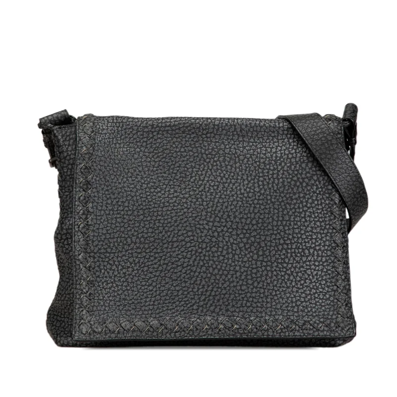 Black Bottega Veneta Calfskin Intrecciato Cervo Crossbody