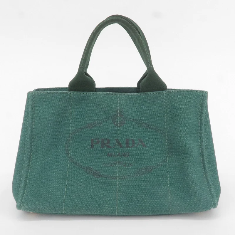 PRADA Canapa Canvas Tote Bag Green BN2642