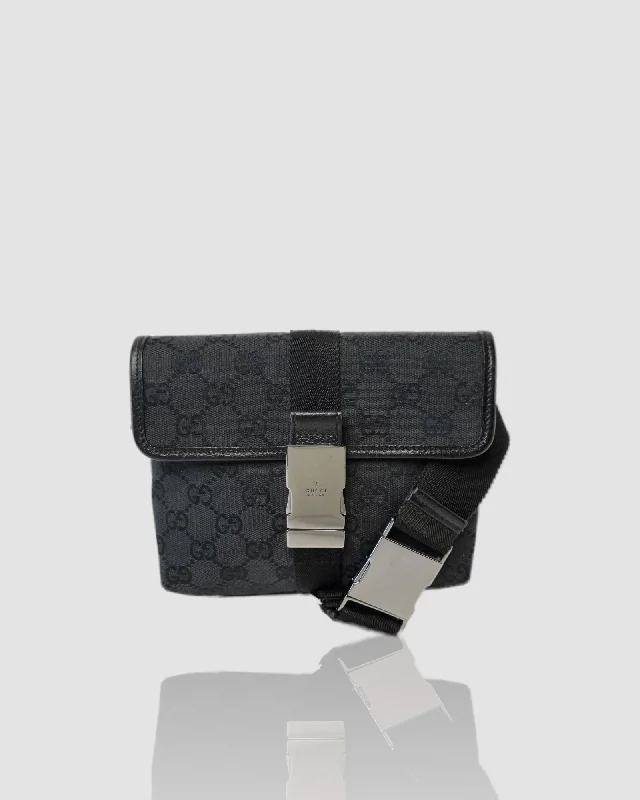 Gucci Black Jacquard Leather Belt Bag