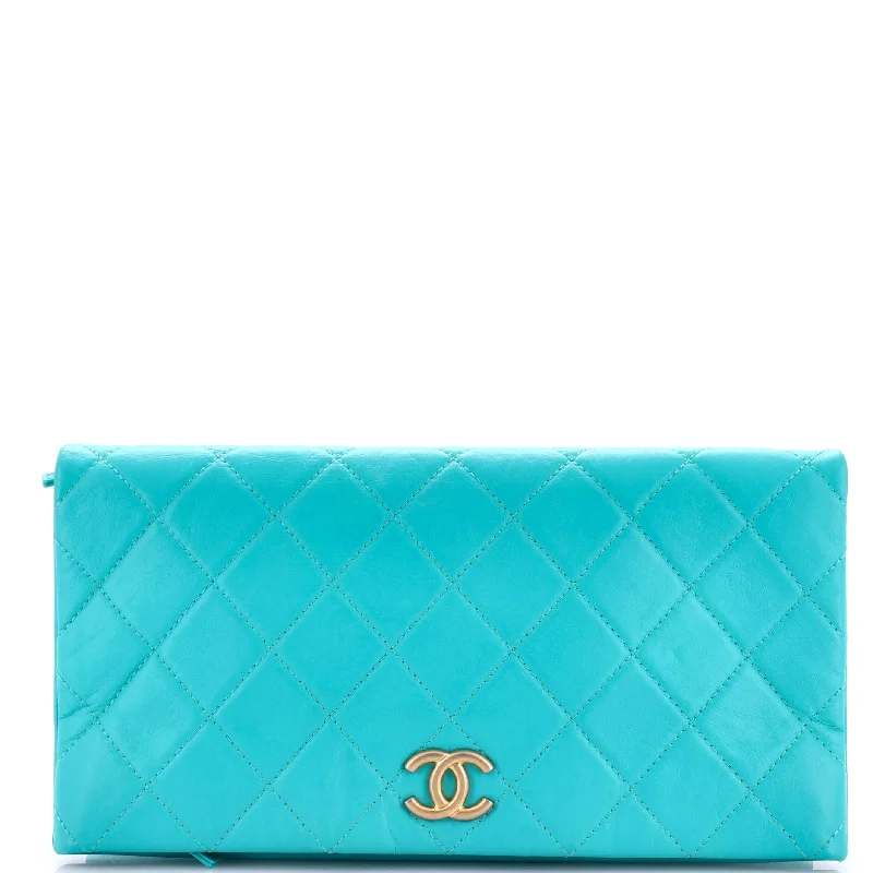 CC Foldover Clutch Quilted Lambskin Large