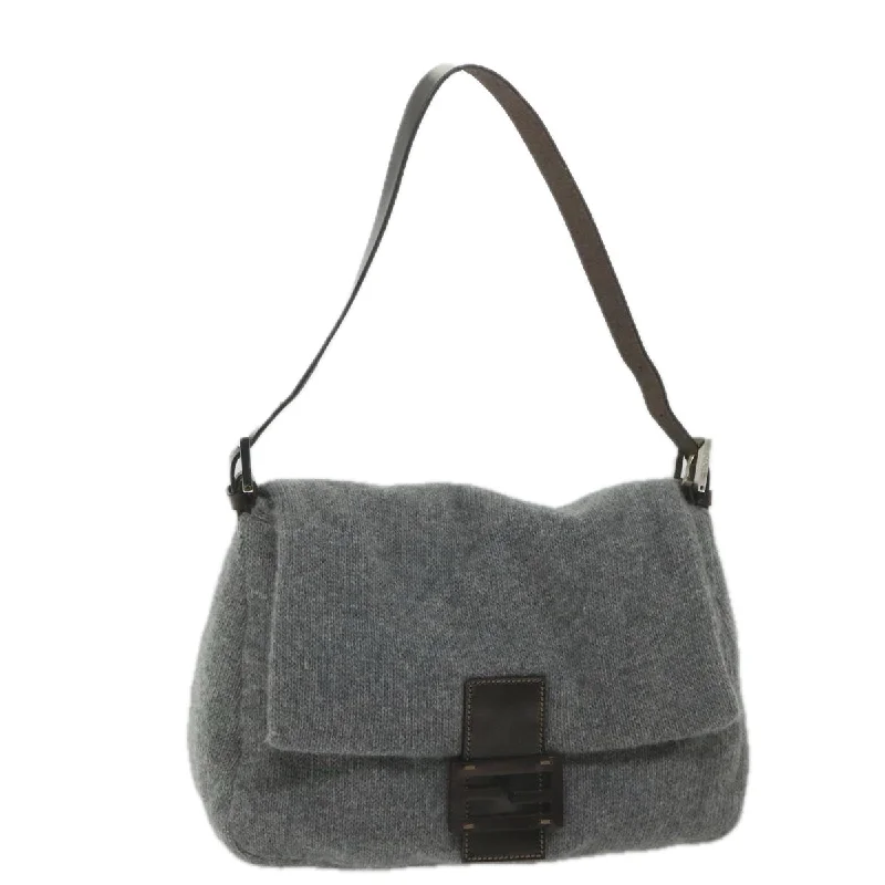 FENDI Mamma Baguette Shoulder Bag Wool Gray 2354 26325 099  yk9247