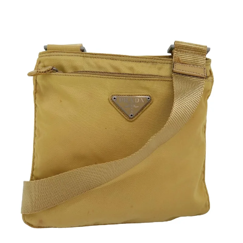 PRADA Shoulder Bag Nylon Yellow Auth ep4392