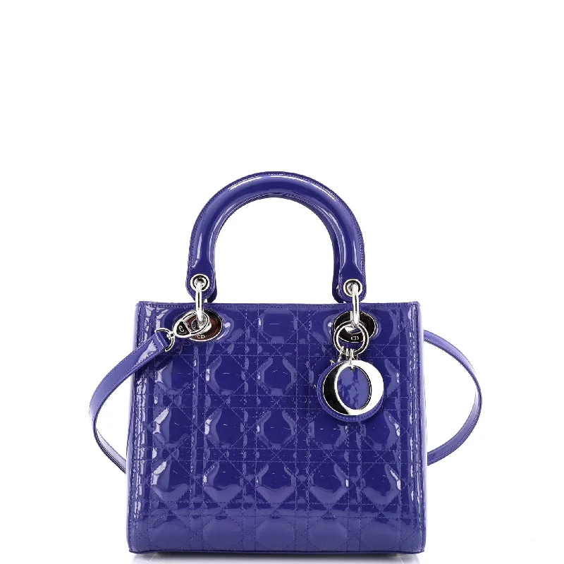 Lady Dior Bag Cannage Quilt Patent Medium