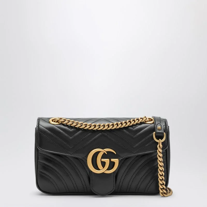 Gucci Black Gg Marmont Small Shoulder Bag Women