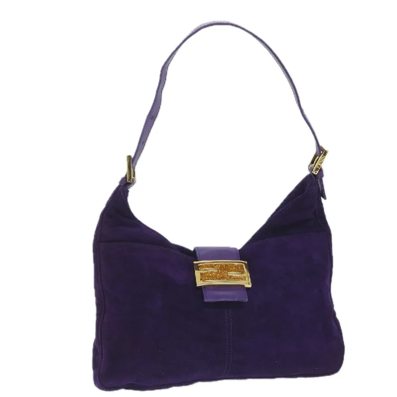 FENDI Mamma Baguette Shoulder Bag Suede Purple 2258 26569 009  ki3664