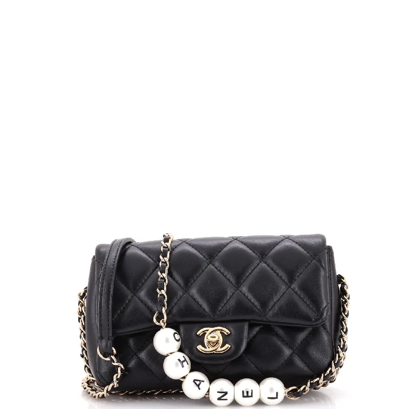 My Precious Pearls Chain Flap Bag Quilted Lambskin Small