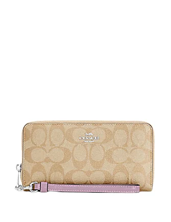 Coach Long Zip Around Wallet In Signature Canvas