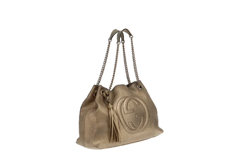 Gucci Gold Metallic Soho Chain Bag