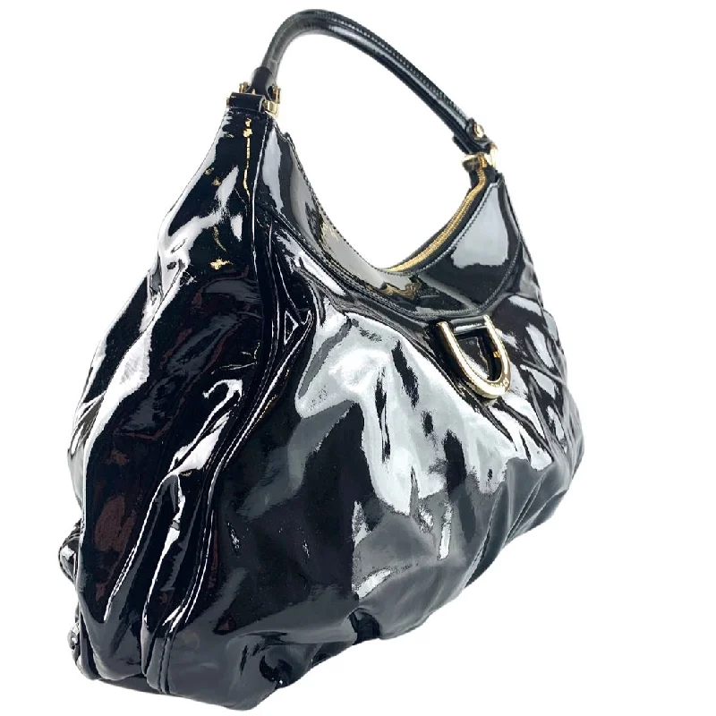 Gucci Black Patent D Ring Hobo