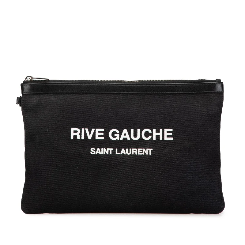 Black Saint Laurent Canvas Rive Gauche Clutch