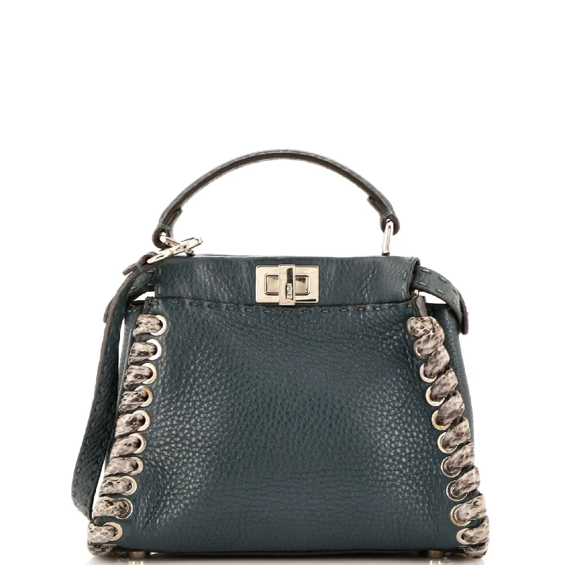 Peekaboo Bag Leather with Python Whipstitch Mini