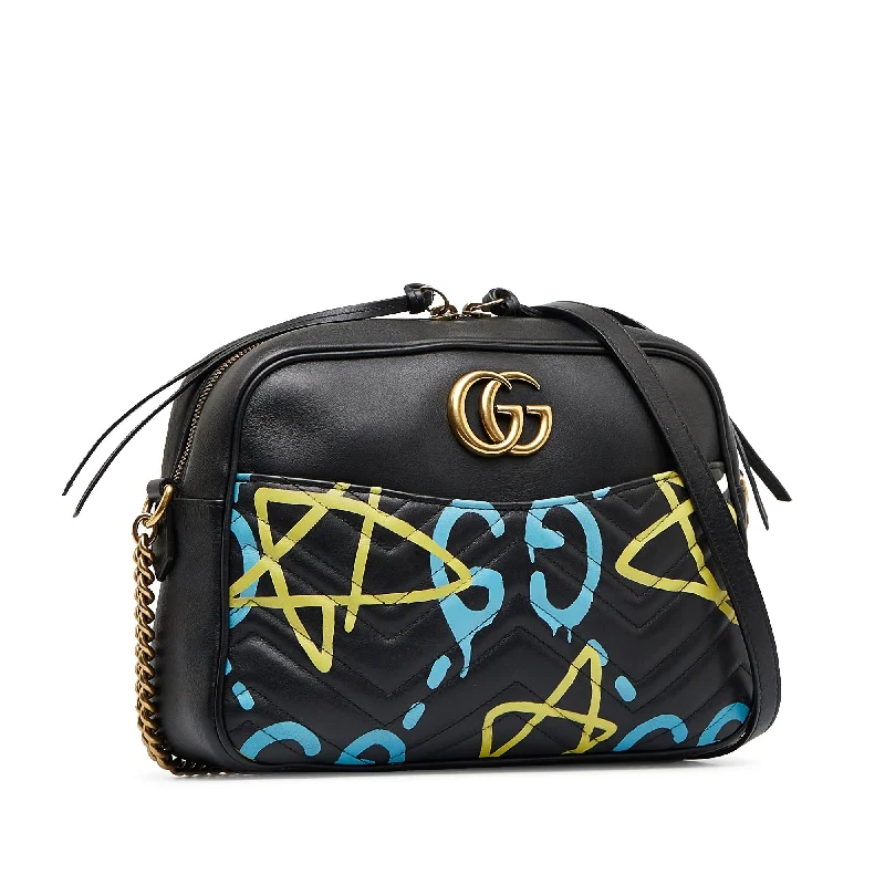 Gucci GG Marmont Black Printed Leather