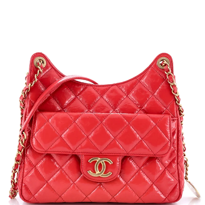 Wavy CC Hobo Quilted Crumpled Calfskin Medium