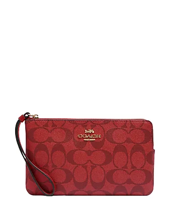 Coach Large Corner Zip Wristlet In Signature Canvas