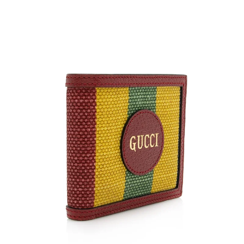 Gucci Baiadera Striped Canvas Bi-Fold Wallet (22845)