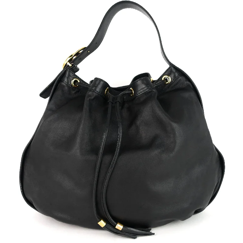 Drawstring Soft Leather Tote Bag