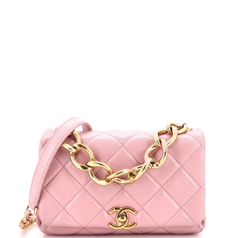 Color Match Flap Bag Quilted Lambskin Small