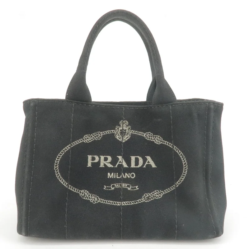 PRADA Canapa Mini Canvas Hand Bag Purse Black