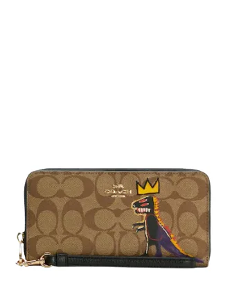 Coach X Jean Michel Basquiat Long Zip Around Wallet In Signature Canvas