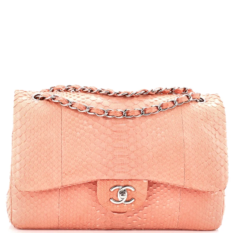 Classic Double Flap Bag Python Jumbo