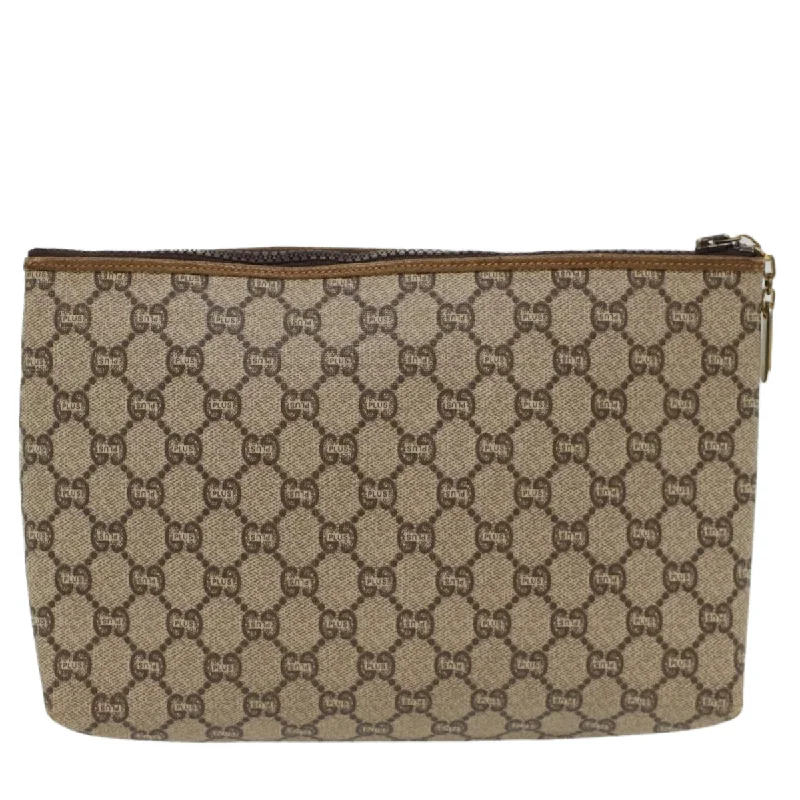 GUCCI GG Plus Canvas Clutch Bag PVC Leather Beige  ep1228