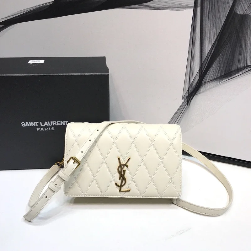 Yves Saint Laurent Angie Patent Handbag White