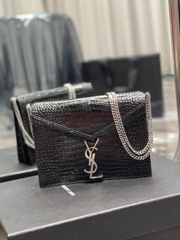 Yves Saint Laurent Cassandra Medium Chain Bag Black  8.6in/22cm