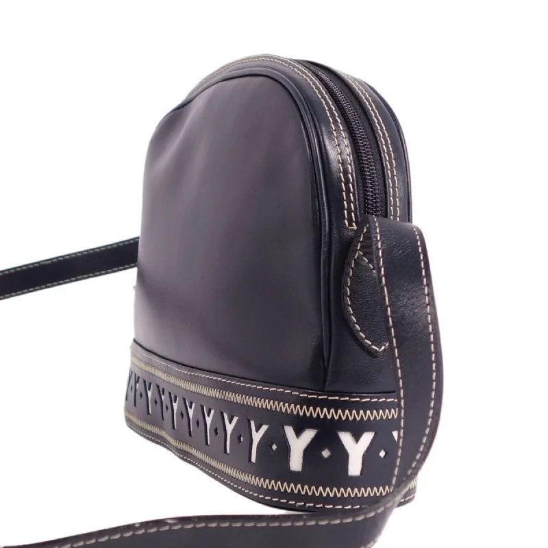 Yves Saint Laurent Bag Shoulder YSL Charm Calf Leather Women's Navy