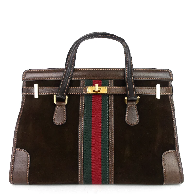 Suede Web Stripe Tote Bag