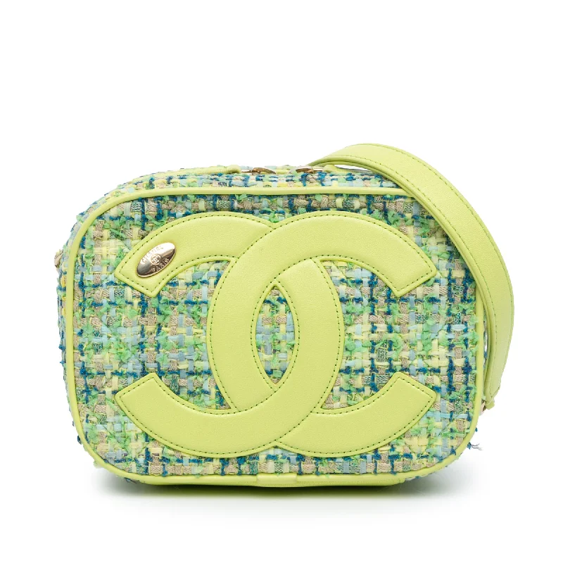 Green Chanel Tweed CC Mania Camera Bag