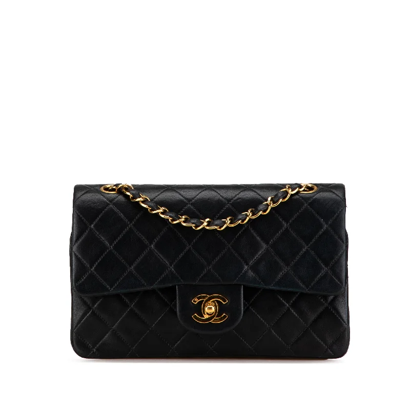 Black Chanel Small Classic Lambskin Double Flap Shoulder Bag