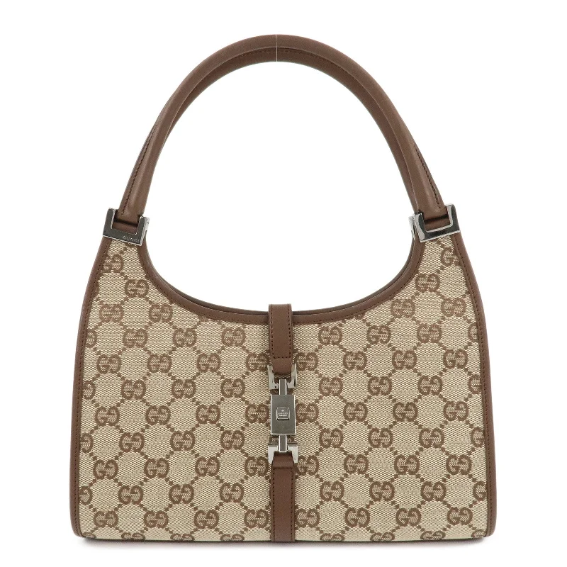 GUCCI Jackie GG Canvas Leather Hand Bag Beige Brown 1721