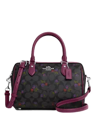 Coach Rowan Satchel In Signature Canvas With Country Floral Print