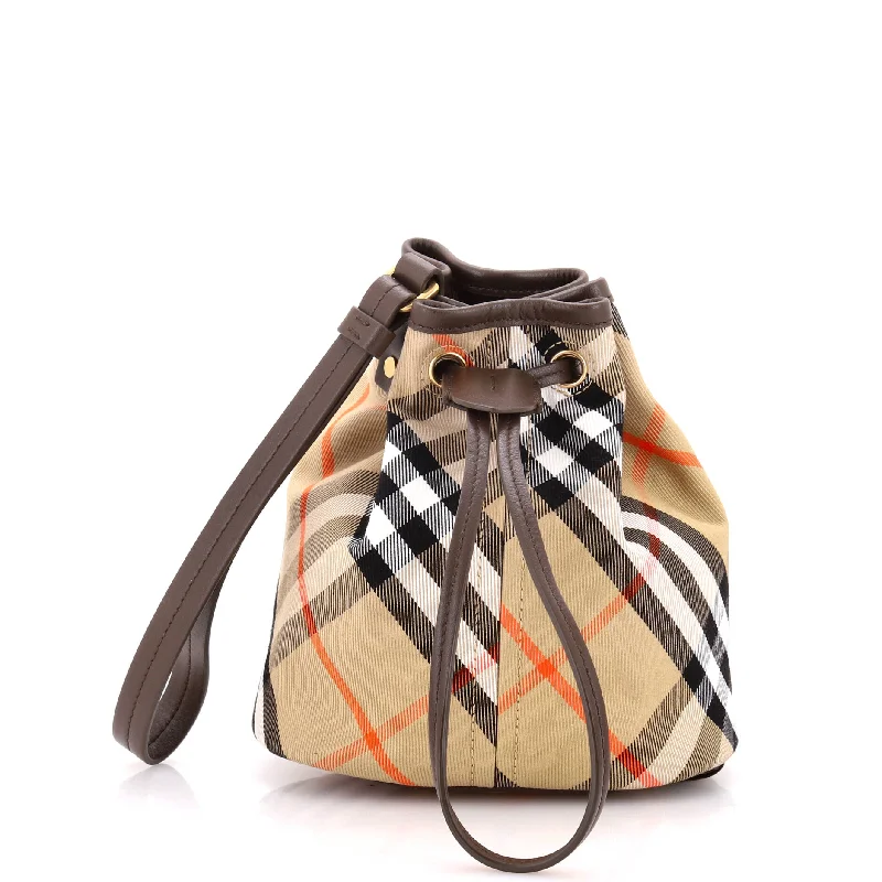 Wristlet Bucket Bag Vintage Check Canvas Mini