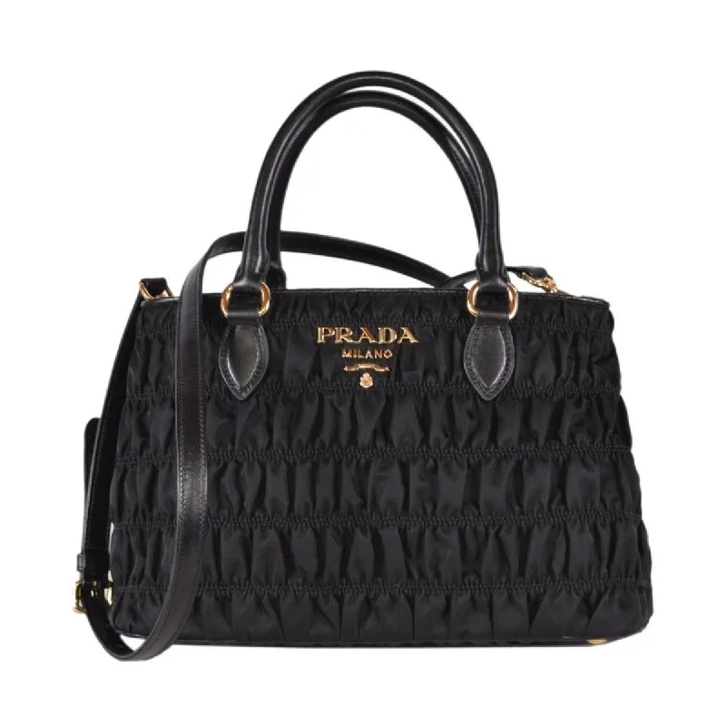 Prada Tessuto Gaufre Nylon Small Black Satchel Handbag