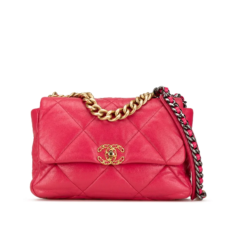 Pink Chanel Large Lambskin 19 Flap Satchel