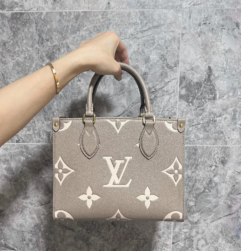 LV OnTheGo PM Tourterelle Creme Giant Empreinte Leather