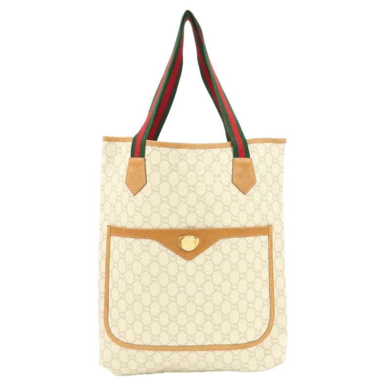 GUCCI Sherry GG Plus Leather Tote Bag Beige Brown 39.02.003