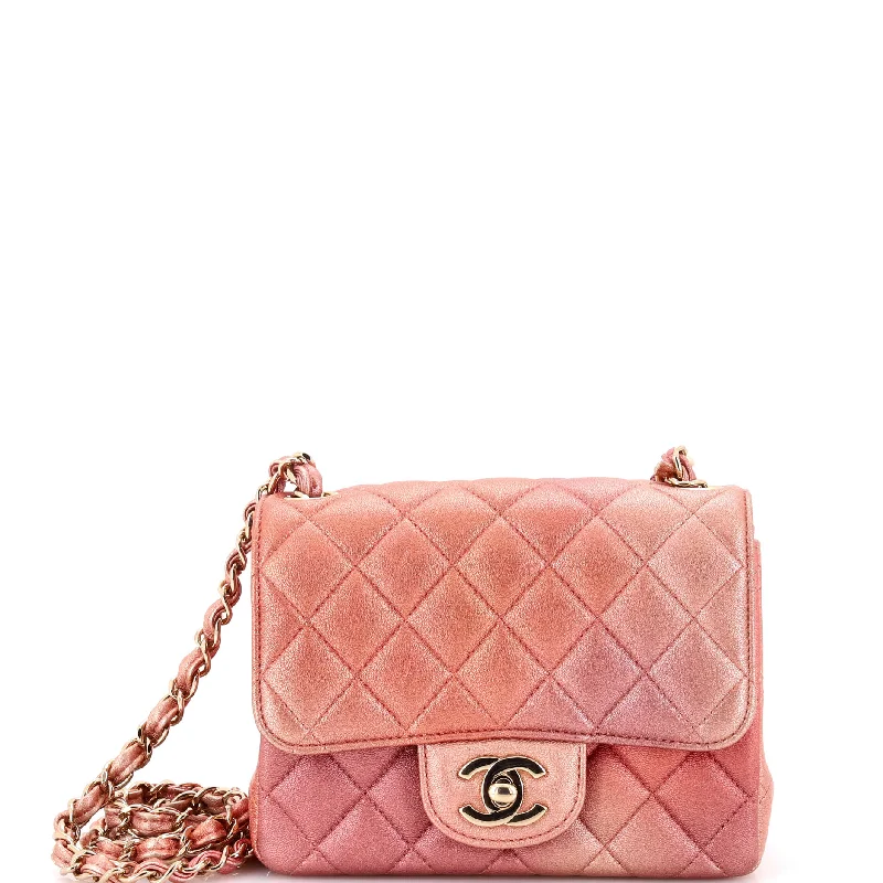 Square Classic Single Flap Bag Quilted Ombre Metallic Lambskin Mini