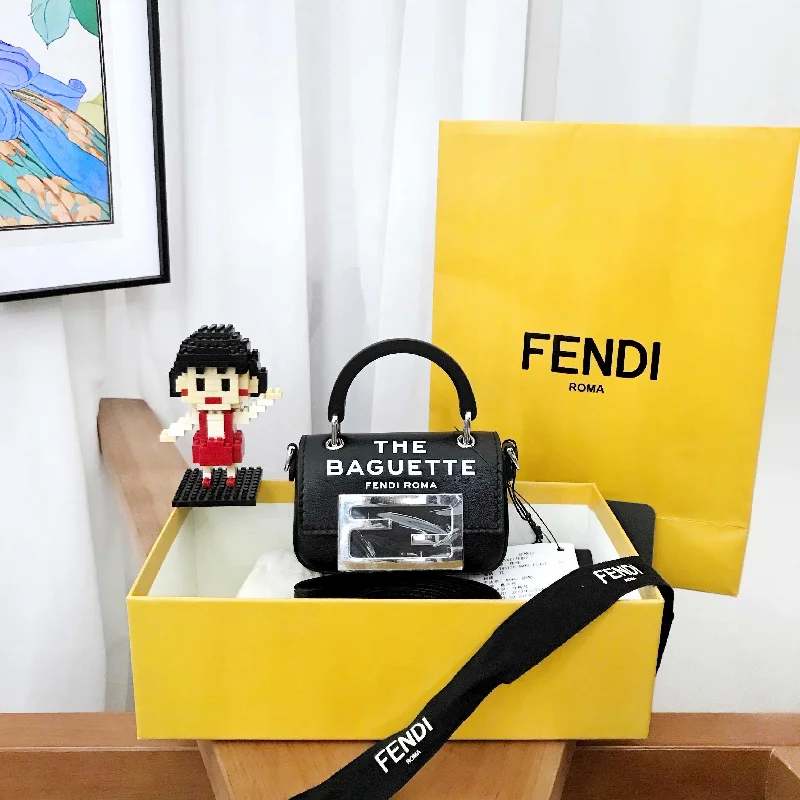 Fendi Nano Baguette Black Leather Mini Bag