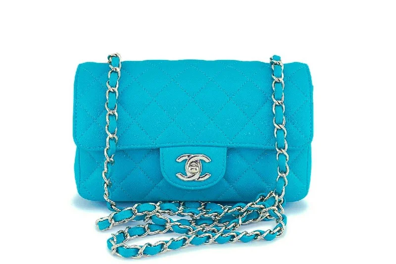 17C Chanel Turquoise Green-Blue Caviar Rectangular Mini Classic Flap Bag GHW