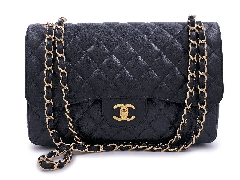 Chanel Black Caviar Jumbo Classic Double Flap Bag GHW