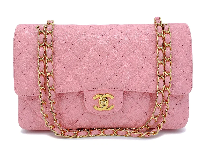 Chanel 2004 Vintage Sakura Pink Caviar Medium Classic Double Flap Bag 24k GHW