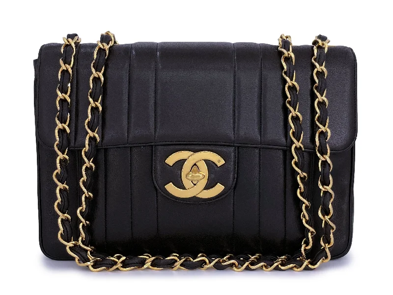 Chanel 1994 Vintage Mademoiselle Jumbo Classic Flap Bag 24k GHW Lambskin