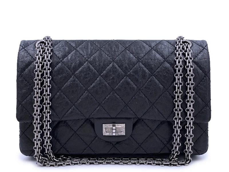 Chanel Black  Aged Calfskin Reissue Medium 226 2.55 Flap Bag SHW