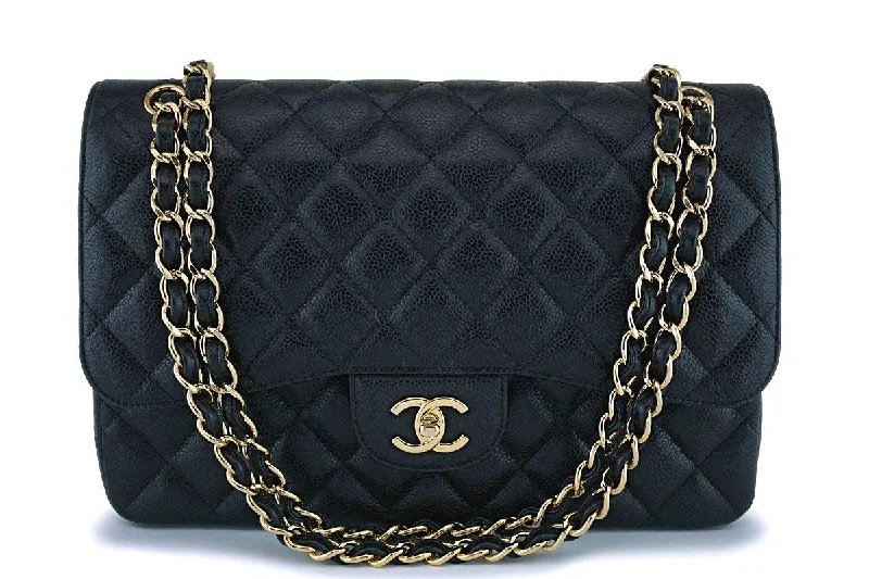 Chanel Black Caviar Classic Jumbo Double Flap Bag 24k GHW