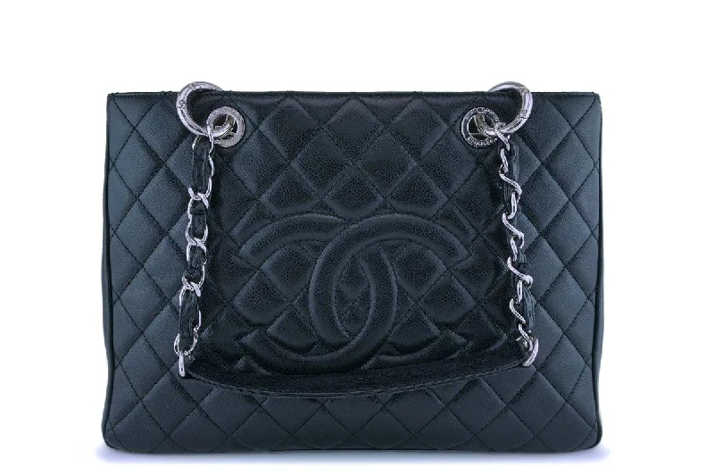 Chanel Black  Caviar Grand Shopper Tote GST Bag SHW