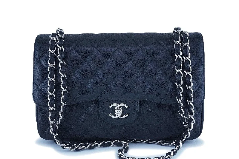 Chanel Black Caviar Jumbo Classic Double Flap Bag SHW