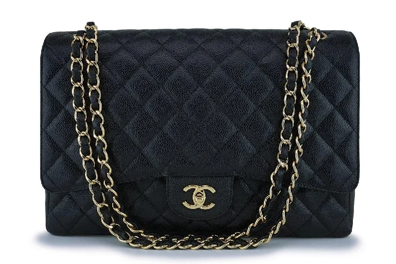 Chanel Black Caviar Maxi Classic Flap Bag GHW