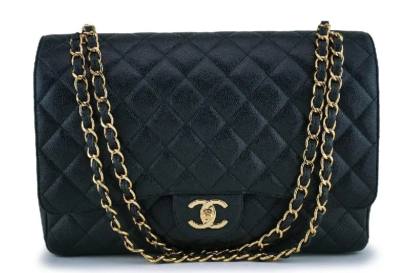 Chanel Black Caviar Maxi "Jumbo XL" Classic Double Flap Bag GHW